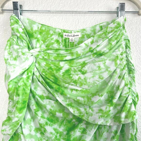 For Love and Lemons Devon Mini Skirt in Green Tie Dye - Picture 6 of 9
